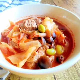 豚肉とたっぷり野菜の味噌トマトスープ